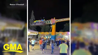 Hero bystanders save carnival ride-goers after nearly tipping over
