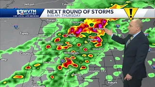 Severe storms with hail, strong winds to hit Alabama again late Wednesday night and Thursday ahea...