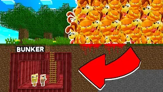 BUNKER SECRETO VS APOCALIPSIS DE GARFIELD FUERA DE CASA EN MINECRAFT 😱 MICHI Y BEBE NOOB VS PELICULA