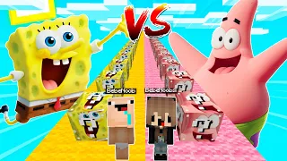 DESAFIO DE LUCKY BLOCKS DE BOB ESPONJA VS PATRICIO ESTRELLA 😱😂 BEBE NOOB Y BEBE NOOBSI EN MINECRAFT