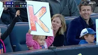 NYM@NYY: Fan puts up K sign after Harvey fans A-Rod