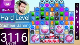 Candy crush saga level 3116 । Hard level । No boosters। Candy crush saga 3116 । Sudheer Gaming