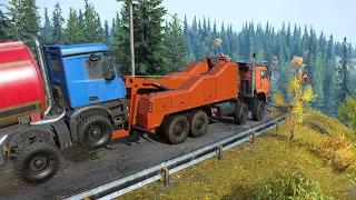 SnowRunner - KAMAZ-6560 8x8 - Towing Mercedes-Benz Arocs 8x8 Fuel Tanker