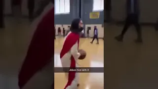 Jesus playing basketball