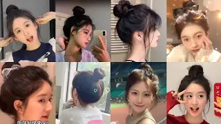 Easy high bun hairstyle 🌈 Super Cute Bun Hairstyle Tutorial 💥 Korean bun Hairstyle