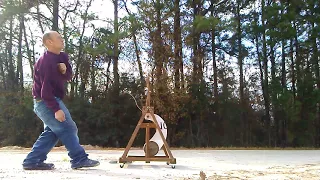 Small Rolling Whipper Trebuchet with 25lb cw/ baseball/ 205 feet