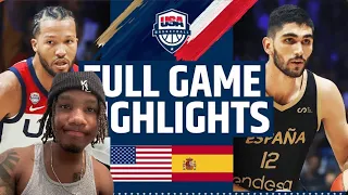 TJDaKid Reacts To USA vs SPAIN SHOWCASE | FULL GAME HIGHLIGHTS | August 13, 2023