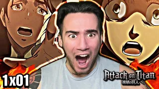 FIRST TIME REACTION to ATTACK ON TITAN !!