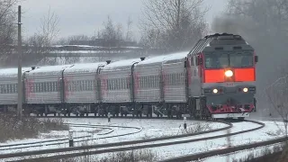 Снегопад в Пскове, поезда, зимняя железная дорога (ноябрь 2022)