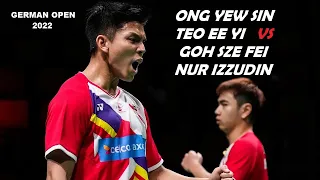 YONEX GAINWARD German Open 2022 | QF | Ong Yew Sin & Teo Ee Yi VS Goh Sze Fei & Nur Izzuddin