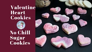 Valentine heart Cookies, Marbled Sugar Cookes, NO-Chill Sugar Cookies