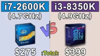 i3 8350K (4.9GHz) vs i7 2600K (4.7GHz) | New Games Benchmark