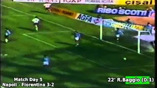 Serie A 1989-1990, day 5: Napoli - Fiorentina 3-2 (R.Baggio 1st goal)