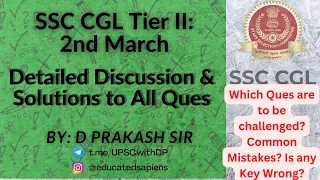 SSC Mains CGL Tier II (3rd March): Detailed Solution after the answer keys are out: Part 1