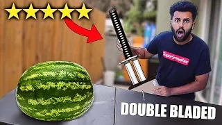 I Bought The BEST and WORST Rated WEAPONS On Amazon!! *DOUBLE BLADED KATANA!!*