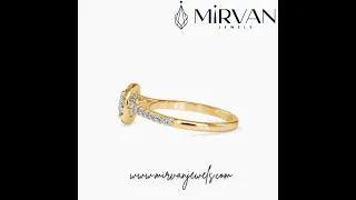 White Diamond Single Halo Engagement Ring Yellow Gold | Cushion Cut | Round Cut(Cvd) | Mirvan Jewels