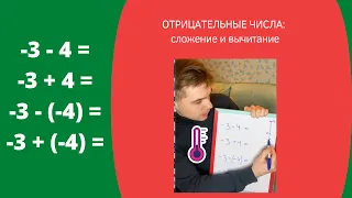 ОТРИЦАТЕЛЬНЫЕ ЧИСЛА: СЛОЖЕНИЕ и ВЫЧИТАНИЕ // плюсы и минусы рядом // метод градусника