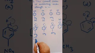 Order of acidic strength of Phenol, p-nitrophenol, p-cresol and p-methoxyphenol Class 12  #shorts