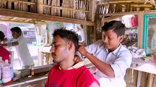 Street Barber Head Massage by Young barber