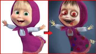 Masha and the bear horror transformation 🎃😱|| Creepy cartoon|| Disney characters ||halloween