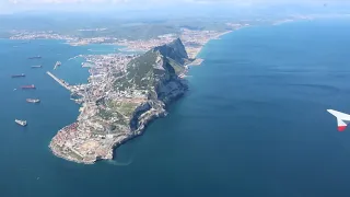 Takeoff from Gibraltar in a British Airways A320 with an amazing view of The Rock