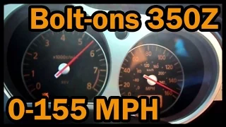 Full bolt-ons Nissan 350Z Hits Top Speed (0-155 mph Top Speed Run)