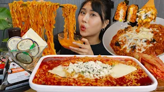 ENG) Cheesy Spicy Buldak Ramyun MUKBANG🍜🧀 Korean fire noodles real sound asmr eating