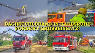 [GROSSE DOKU] KRÄFTIGES GEWITTER ÜBER KARLSRUHE | - BLITZ SCHLÄGT IN DACHSTUHL EIN - | FEUERWEHR