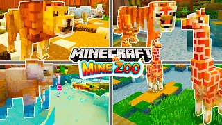 Visitei um ZOOLÓGICO no MINECRAFT MINE ZOO - Mod de animais MCPE (leão, elefante, girafa, macaco...)