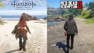 Horizon Forbidden West PC Vs Red Dead Redemption 2 Graphics Details Physics Comparison 4K60fps