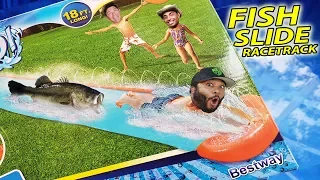 FIRST EVER FISH WATER SLIDE RACETRACK!!!! Kicked Out - Cops