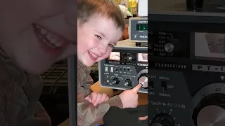 My 3yo playing with yaesu ft101 ham radio