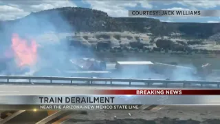 Train derailment shuts down eastbound lanes of I-40 in Northern Arizona