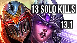 ZED vs SYNDRA (MID) | 13 solo kills, 19/2/11, Legendary, 1.7M mastery | EUW Master | 13.1