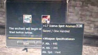 Lineage 2 Enchanting weapon Icarus Spirit +17