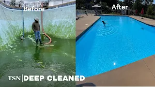 THIS HUGE POOL WAS CLOSED 🤮2 YEARS LETS CLEAN | Pressure washing | Restoration |