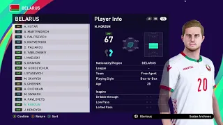 BELARUS Faces & Stats - Pes 2021