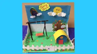 How to make 3d spring season model step by step|spring season miniature for school project