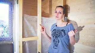 DIY Interior partition wall in a wooden house. Heat insulation.
