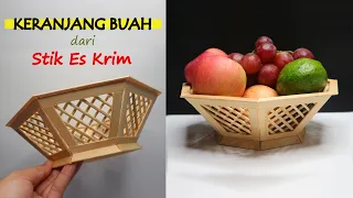 Keranjang Buah dari Stik Es Krim dan Tusuk sate ! Fruit Basket from popsicle stick craft and bamboo