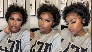 MOST NATURAL Curly Amazon Pixie Cut Wig Install 😍