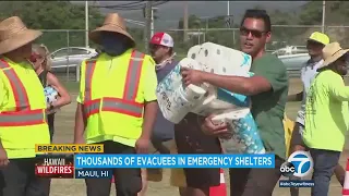 Thousands of evacuees fill emergency shelters after Hawaii wildfires