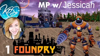 FACTORIO +MINECRAFT = Foundry 1 - PERFECT START - First Look, Let's Play | MP w/ Jessicah!