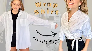 Making a Wrap Shirt from a Button Down Shirt | *thrift flip*