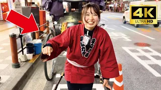 A cute Japanese girl Sasaranbo guided me around Asakusa at night by rickshaw😊