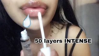 ASMR~ 50 Layers of INTENE Lipgloss Application (wet mouth sounds)