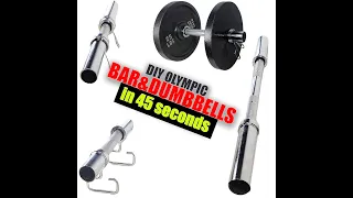 DIY Custom Olympic Bar, Dumbbells & Resistance Band Bar from any 1" or 1.25" Bar - 45 SECONDS!