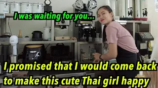 I sacrificed myself to make this cute Thai girl working at a coffee shop happy