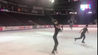 Alexandra Trusova (RUS) & Yuzuru Hanyu (JPN) - 4T Side By Side (In Practice)