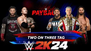 WWE 2K24 - THE ROCK ROMAN REIGNS vs. CODY ROHDES JEY USO SETH ROLLINS